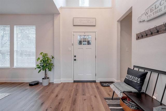 foyer with light hardwood / wood-style flooring