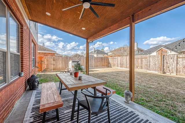 view of patio / terrace with ceiling fan