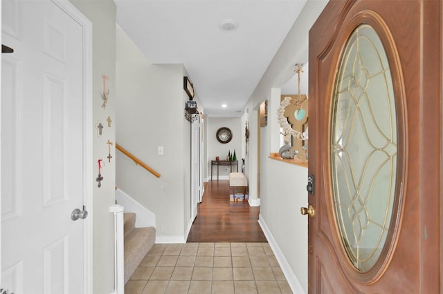 view of tiled foyer entrance