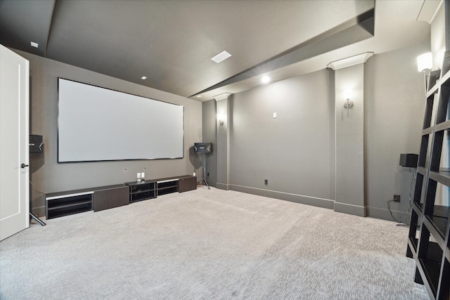 view of carpeted home theater room