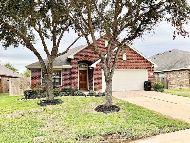 view of front facade featuring a garage and a front yard