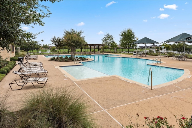 view of pool featuring a patio area