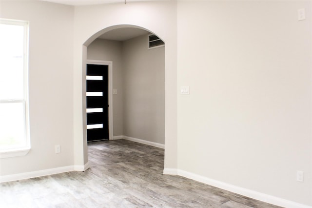 entryway with light hardwood / wood-style flooring