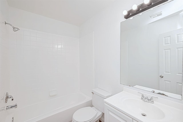 full bathroom with shower / bath combination, vanity, and toilet