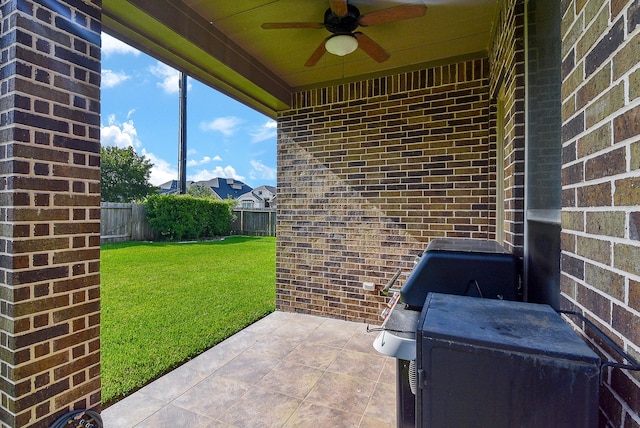 view of patio / terrace with ceiling fan