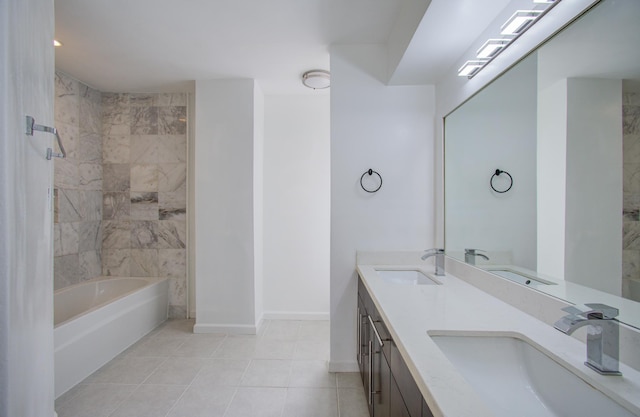 bathroom featuring vanity and tile patterned flooring