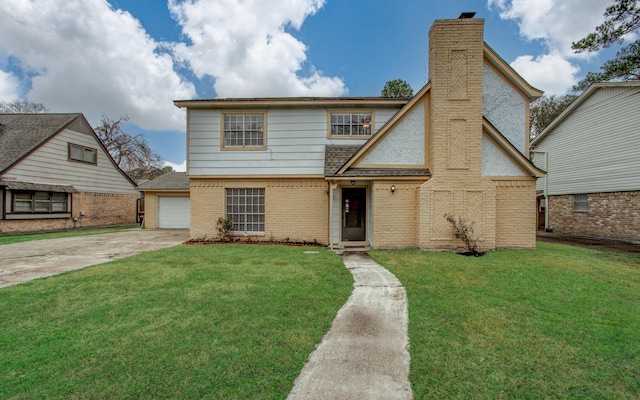 view of front of property with a front lawn