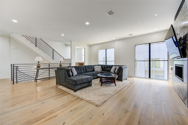 living room featuring light hardwood / wood-style floors