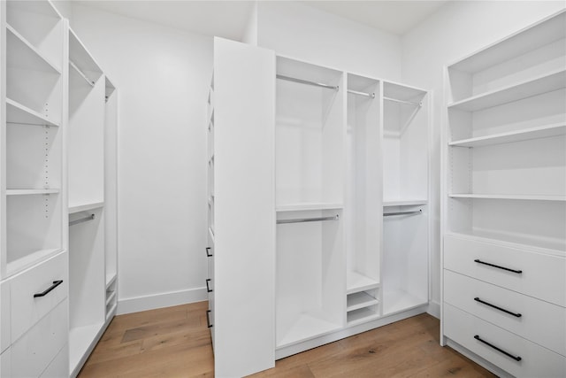 spacious closet featuring light wood-type flooring