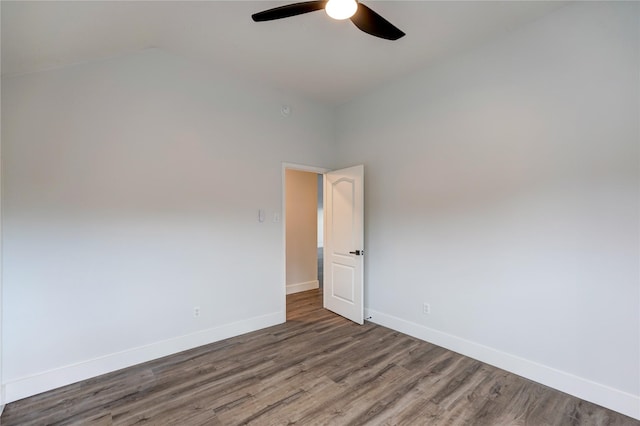 unfurnished room featuring wood-type flooring and ceiling fan