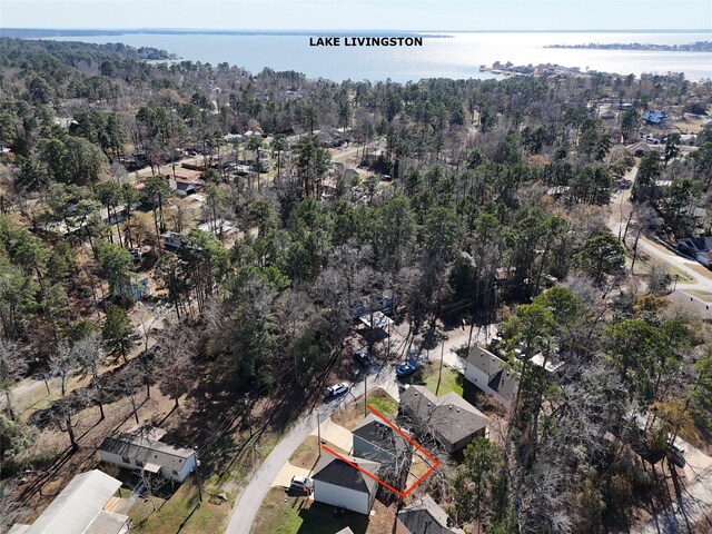 bird's eye view featuring a water view