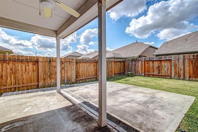 view of patio / terrace featuring ceiling fan