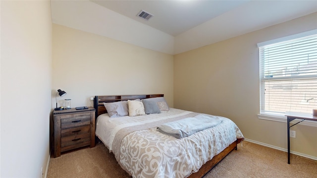 carpeted bedroom with multiple windows