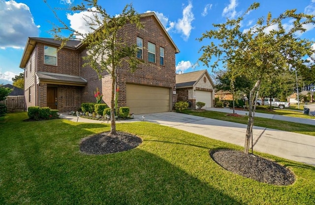 front of property with a garage and a front yard