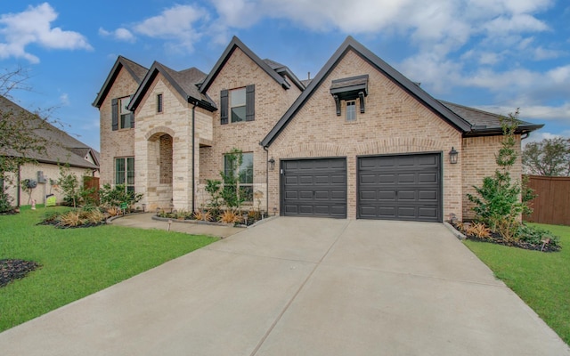 view of front of home with a garage and a front yard