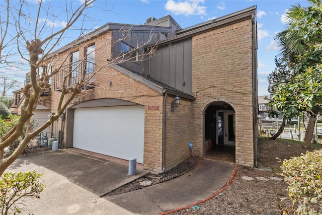 view of property exterior featuring a garage