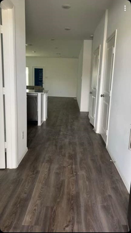 hall featuring dark hardwood / wood-style floors