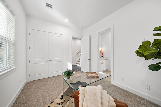 interior space with light colored carpet