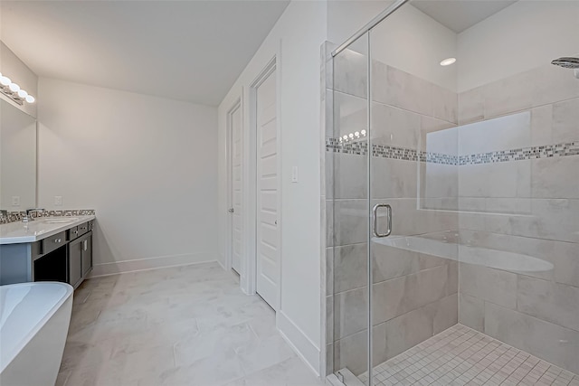 bathroom with vanity and an enclosed shower