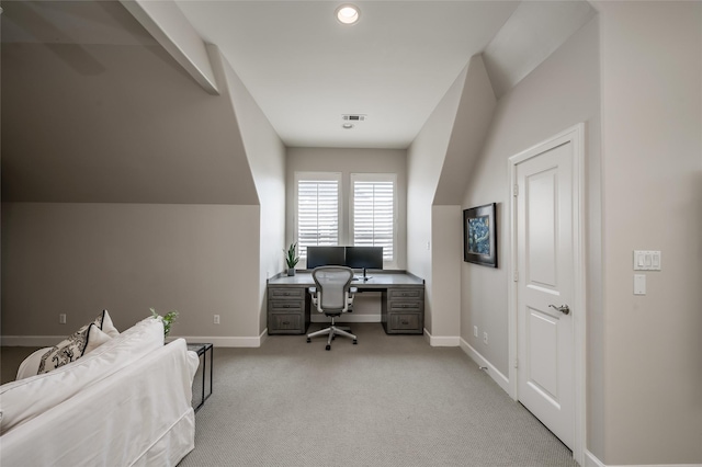 office area with light carpet