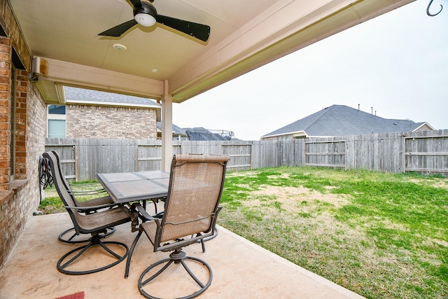 view of patio / terrace with ceiling fan