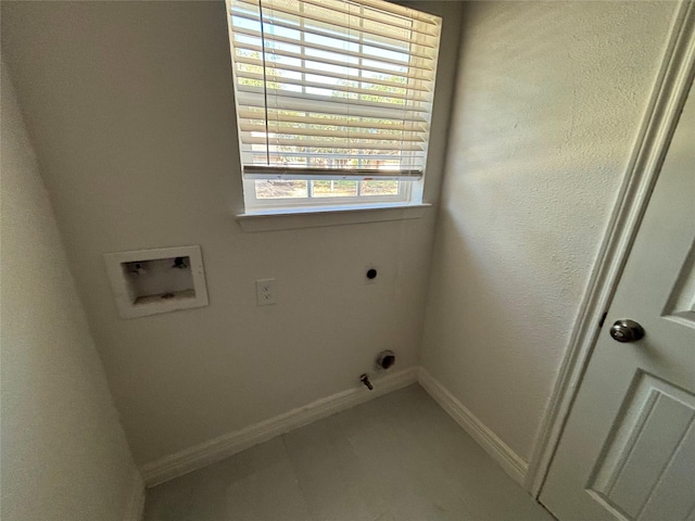 washroom with hookup for a washing machine and hookup for an electric dryer