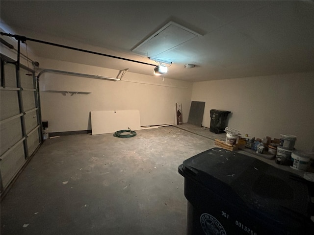 garage with a garage door opener