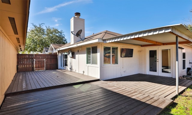 wooden deck with french doors