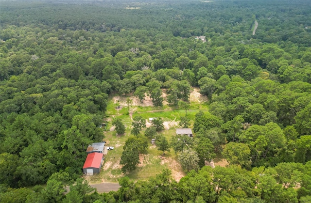 aerial view featuring a forest view