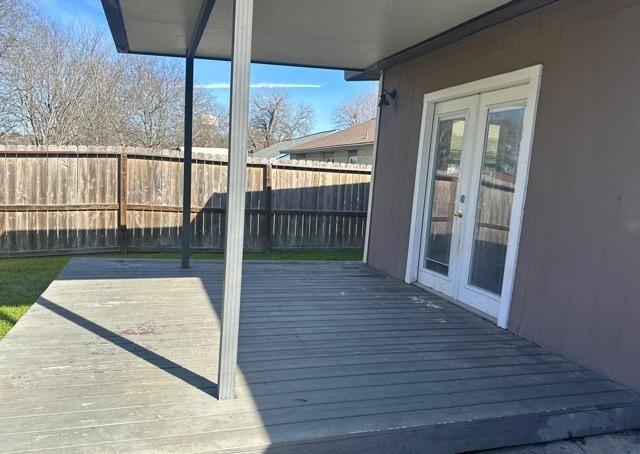 wooden terrace with french doors