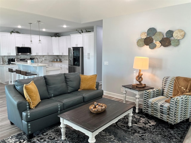 living room featuring light hardwood / wood-style floors