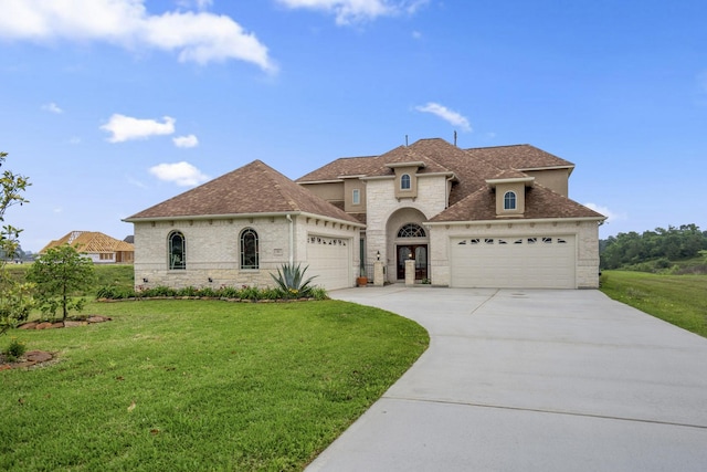 view of front of house featuring a garage and a front yard