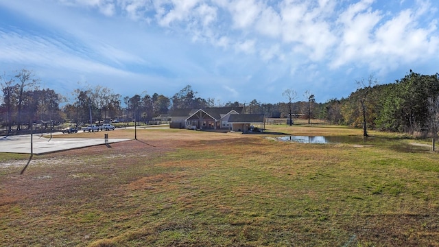 view of yard with a water view