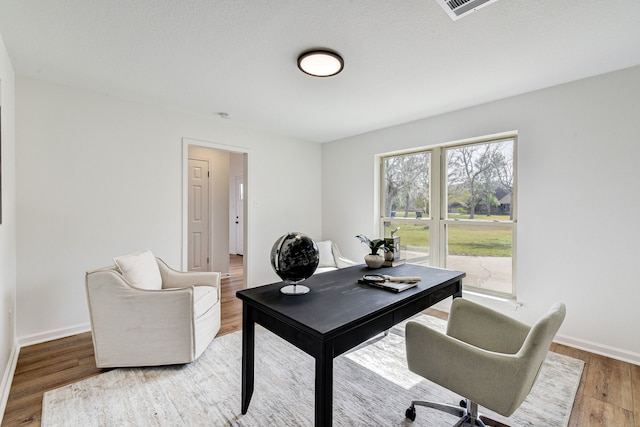 office area featuring hardwood / wood-style flooring