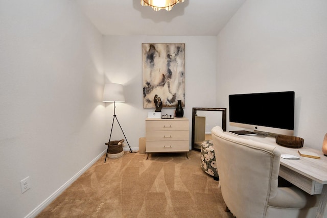 office area with light colored carpet