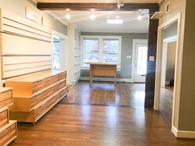 1632 W Alabama St, Houston, TX 77006 - interior space with crown molding, wood finished floors, and baseboards