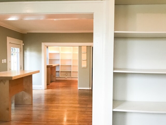 1632 W Alabama St, Houston, TX 77006 - hallway with crown molding and wood finished floors