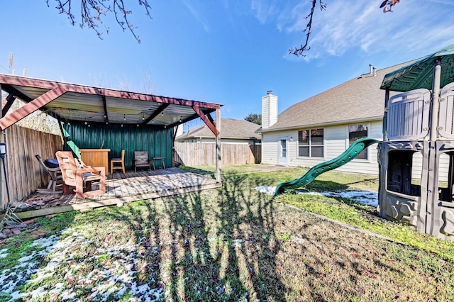 view of yard with a playground