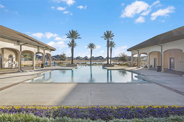 view of pool featuring a patio