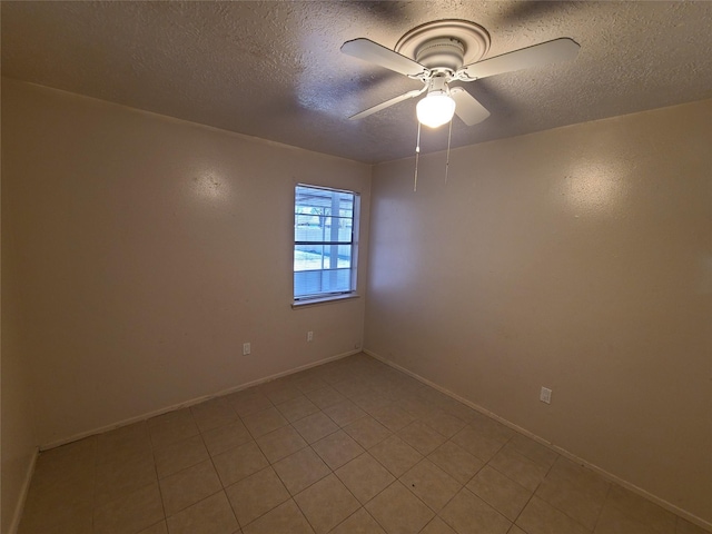 spare room featuring ceiling fan and a textured ceiling