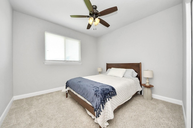 bedroom featuring carpet floors and ceiling fan