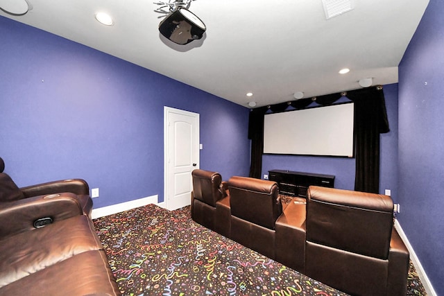 home theater with carpet