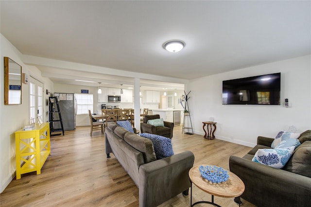 living room with light wood-type flooring