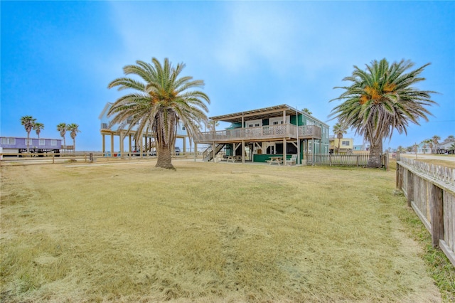 view of yard with a deck