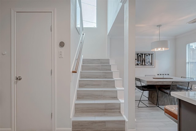 staircase with ornamental molding