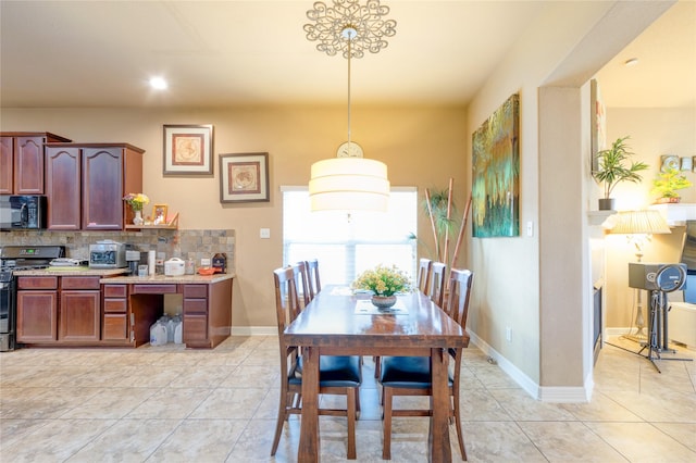 dining area with light tile patterned floors