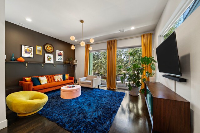 living room with hardwood / wood-style floors