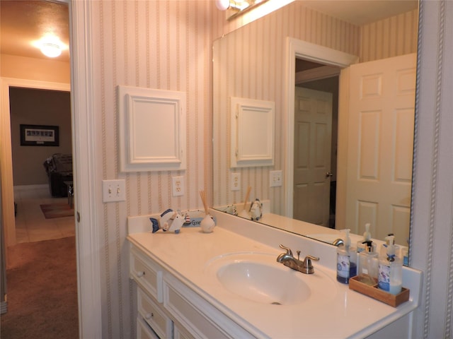 bathroom featuring vanity and tile patterned flooring