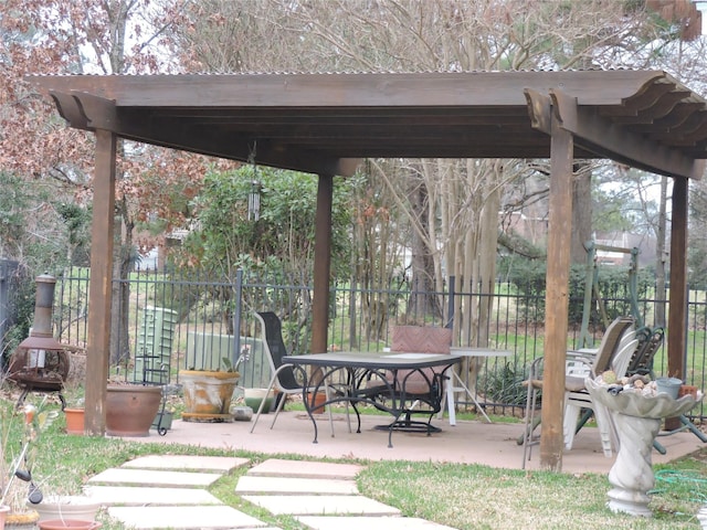 view of home's community featuring a pergola and a patio area