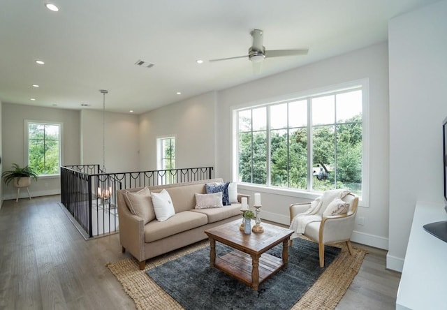 living room featuring light wood-type flooring